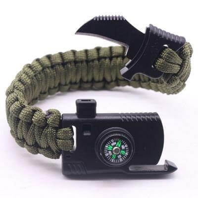 Survival Paracord Bracelet with Fire Starter and Compass