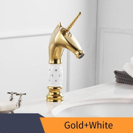 Bathroom Faucets, Gold Bathroom Sink Faucet with Unicorn Handle