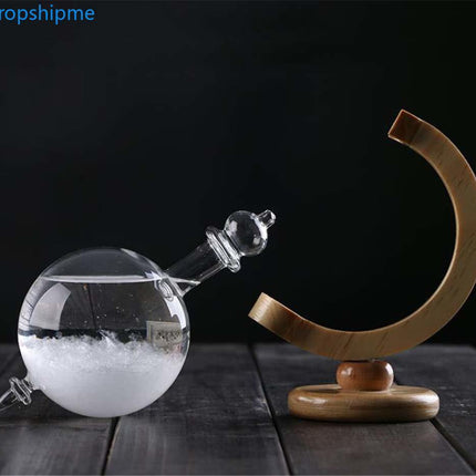 Storm Glass Weather Predictor with Wooden Base, Crystal Barometer Office Decor – image 4