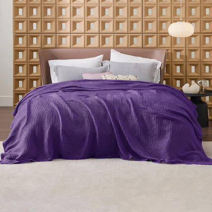 Cozy Haven | 100% Cotton Queen Blanket with Cooling Waffle Weave | Soft & Breathable for Summer Comfort