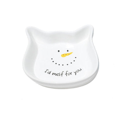 Cat Ear Ceramic Christmas Bowl for Pets | Festive Design for Happy Mealtimes