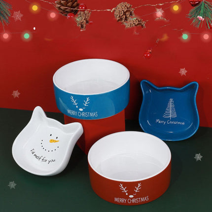 Cat Ear Ceramic Christmas Bowl for Pets | Festive Design for Happy Mealtimes