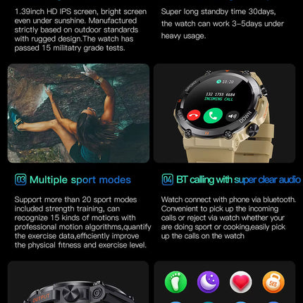 Rugged Smart Watch for Men, Fitness Tracker with Heart Rate and Sleep Monitor – image 10