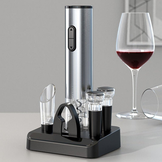 Electric Wine Bottle Opener Set with Pourer and Vacuum Wine Stopper, Rechargeable Wine Opener Gift Set