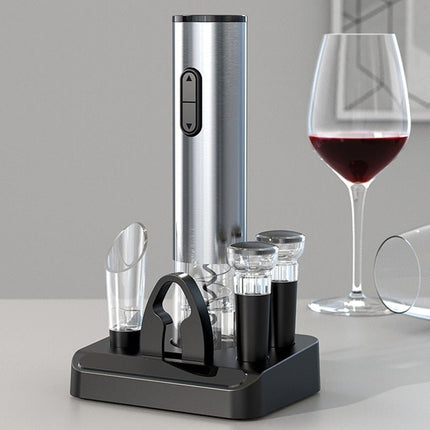 Electric Wine Bottle Opener Set with Pourer and Vacuum Wine Stopper