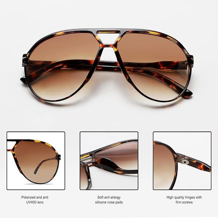 Aviator Sunglasses for Men and Women, Retro Square Aviators – image 7
