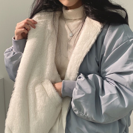 Womens Winter Coat with Hood, Reversible Womens Jacket, Warm Hooded Winter Jacket