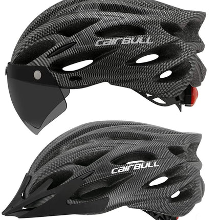 Bike Helmet with Light, Bicycle Helmet with Visor and Sun Shade, Adult Cycling Helmet for Men and Women