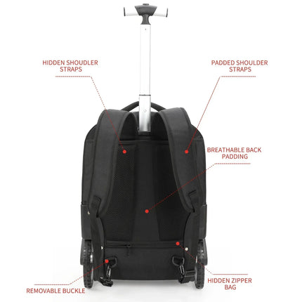 Travel Backpack with Wheels, Rolling Backpack with Laptop Compartment