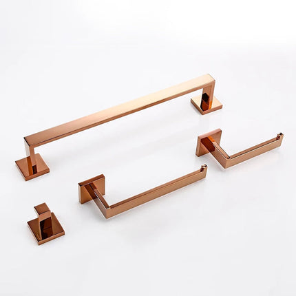 Bathroom Accessories Set in Rose Gold, Bathroom Hardware Set with Toilet Paper Holder, Towel Bar, Towel Ring, Robe Hook