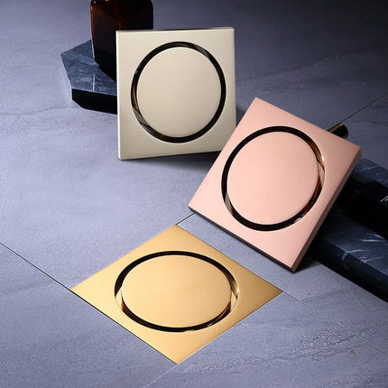 Shower Drain with Trap, 4 Inch Floor Drain with Anti Odor Valve, Brass Bathroom Drain with Removable Cover