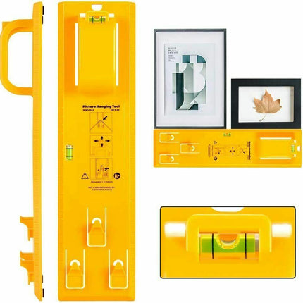 Picture Hanging Kit with Level and Marking Pins, Picture Hanger Tool with Sawtooth Hooks Screw Eyes Nails and Wire