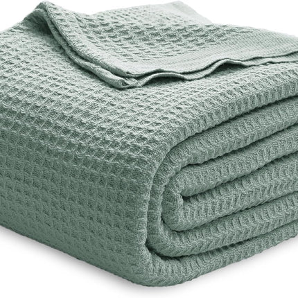 Cozy Haven | 100% Cotton Queen Blanket with Cooling Waffle Weave | Soft & Breathable for Summer Comfort
