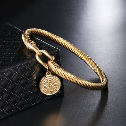 Saint Benedict Charm Bracelet, Catholic Cross Bracelets for Women