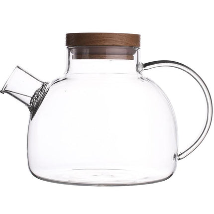 Glass Teapot Set with Warmer and Cups, Borosilicate Glass Teapot with Oak Lid – image 10