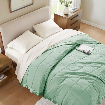 Windom Collection | Down Alternative Blanket with Moisture-Wicking Treatment | Lightweight & Soft Bed Cover for All Seasons, Satin Trim