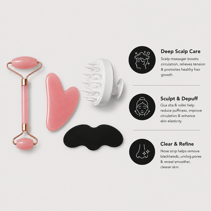Face Roller and Gua Sha Set with Scalp Massager, Blackhead Remover Tool – image 8