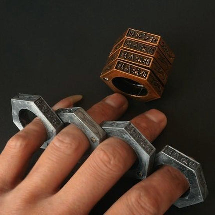 Stackable Rings, Self Defense Ring Set of 4, Engraved Rings in Zinc Alloy for Camping and Outdoor Adventures – image 4
