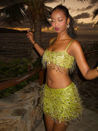 Matching Set for Women, Sequin Two Piece Set with Crop Top and Mini Skirt, Rave Outfit, Summer Outfit for Festivals