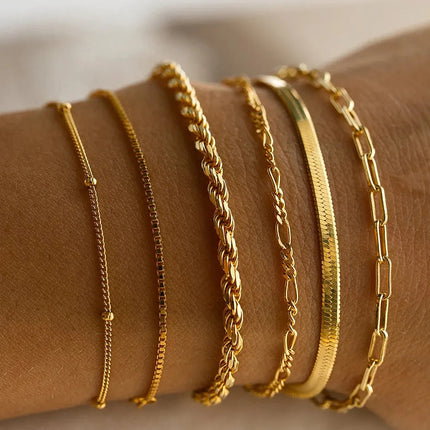 Womens Bracelets Set of 6, Stacking Bracelets for Everyday and Parties, Layered Bracelet Set with Mixed Closures