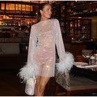 Cocktail Dress for Women, Sparkly Semi Formal Dress with V Neck, Fit and Flare Party Dress for Gala