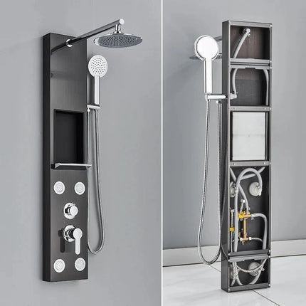 Shower Panel Tower with Massage Jets, Stainless Steel Shower Faucet with Temperature Display – image 6