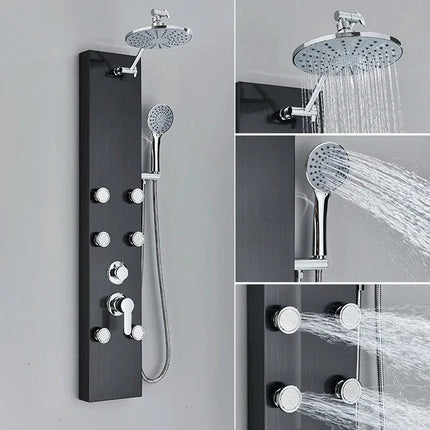 Shower Panel Tower with Massage Jets, Stainless Steel Shower Faucet with Temperature Display – image 12