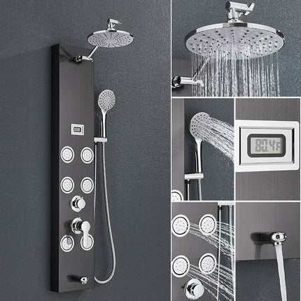 Shower Panel Tower with Massage Jets, Stainless Steel Shower Faucet with Temperature Display – image 14