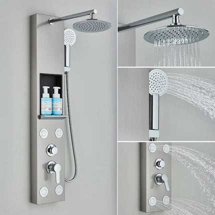 Shower Panel Tower with Massage Jets, Stainless Steel Shower Faucet with Temperature Display – image 10