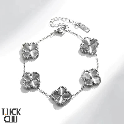 Charm Bracelet, Gold Bracelet for Women with Lucky Clover and Flower Charms – image 14