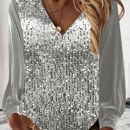 Womens Blouses, Dressy Going Out Top with Sequin V Neck