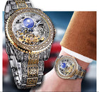 Mechanical Watch, Mens Skeleton Watch with Visible Tourbillon, Self Winding Automatic Watch in Stainless Steel