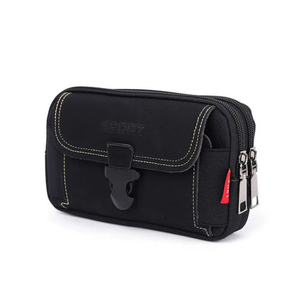 Phone Pouch for Men, Canvas Belt Pouch with Two Pockets, Belt Bags, Phone Holster, Waist Bag for Daily Carry