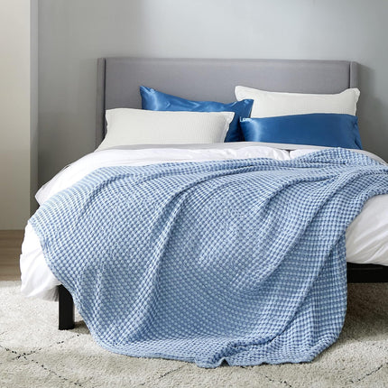 Cozy Haven | Cooling Waffle Queen Blanket with Lightweight Cotton & Bamboo | Soft Summer Throw for Hot Sleepers
