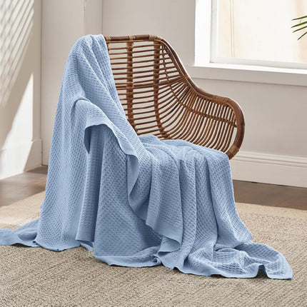 Cozy Haven | 100% Cotton Queen Blanket with Cooling Waffle Weave | Soft & Breathable for Summer Comfort
