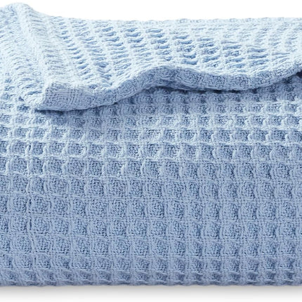 Cozy Haven | 100% Cotton Queen Blanket with Cooling Waffle Weave | Soft & Breathable for Summer Comfort