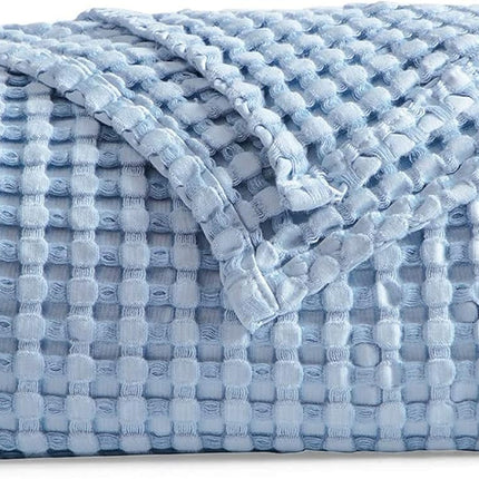Cozy Haven | Cooling Waffle Queen Blanket with Lightweight Cotton & Bamboo | Soft Summer Throw for Hot Sleepers