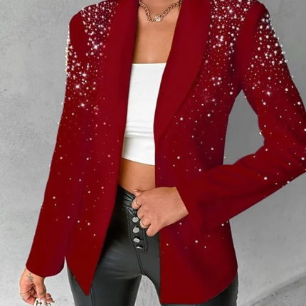 Womens Blazer with Pearl Details, Embellished Suit Jacket for Women