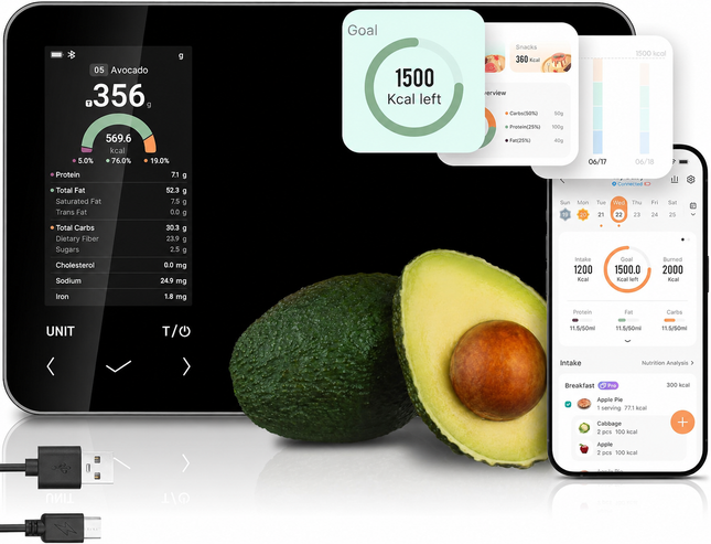 Smart Kitchen Scale | Digital Food Scale with Nutritional Calculator | Accurate Weight Measurement for Healthy Meal Prep