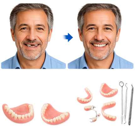 Vepine Complete Denture Set | Full & Partial Dentures with Easy-to-Use Tool Kit | Create Your Ideal Smile at Home