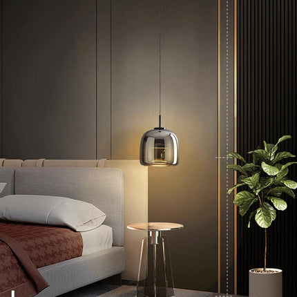Ceiling Light Fixture, Black Glass Pendant Light