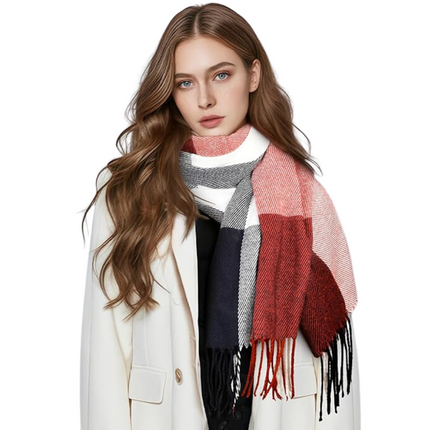 Cashmere Scarf, Plaid Winter Scarves for Women, Soft Cashmere Shawl Wrap, Warm Checked Neck Scarf for Cold Weather