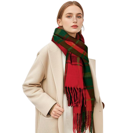 Cashmere Scarf, Plaid Winter Scarves for Women
