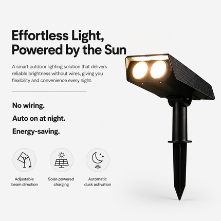 Solar Powered Spotlights, Solar Landscape Lighting with Adjustable Head – image 5