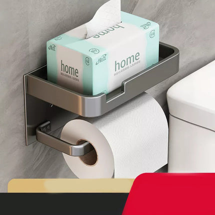 Toilet Paper Holder Wall Mounted with Shelf, Bathroom Tissue Holder for Phone, Toilet Paper Rack, Bathroom – image 7