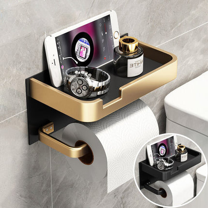 Toilet Paper Holder Wall Mounted with Shelf, Bathroom Tissue Holder for Phone, Toilet Paper Rack, Bathroom Accessories