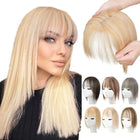 Womens Hairpiece with Bangs, Synthetic Hair Extensions for Volume, Natural Hair Piece with Adjustable Bang