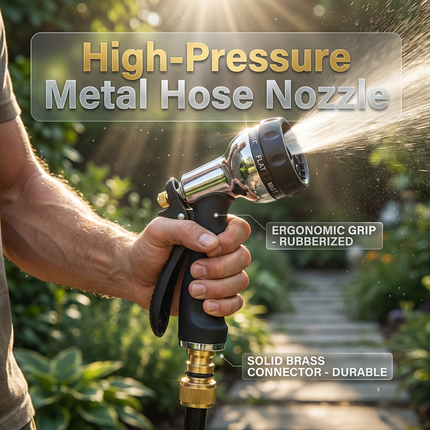 Watering Gun for Garden Hose, Metal Hose Nozzle with Adjustable Spray Patterns