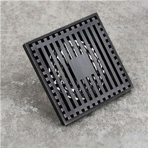 Square Shower Drain, 4 Inch Black Shower Drain Cover with Strainer