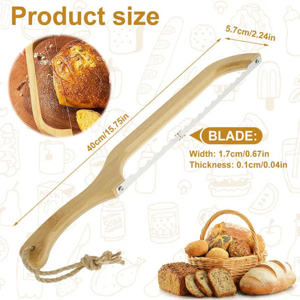 Serrated Bread Knife with Wooden Handle, Stainless Steel Kitchen Knife for Sourdough – image 6